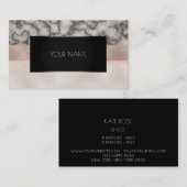 Marble Blush Black Silver Gold Abstract Roos Roze Visitekaartje (Voorkant / Achterkant)