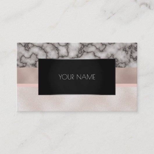 Marble Blush Black Silver Gold Abstract Roos Roze Visitekaartje (Voorkant)