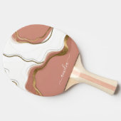 Marble Blush Roze Chique Script Girly Monogram Naa Tafeltennisbatje (Zijkant)