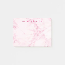 Marble blush roze name monogram post-it® notes