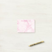 Marble blush roze name monogram post-it® notes (Op bureau)
