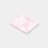 Marble blush roze name monogram post-it® notes (Schuin)