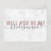 Marble Blush Script Bridesmaid proposal Kaart (Voorkant)