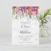 Marble Boho Acrylic Flowers Foto Weddenschap Kaart (Staand voorkant)