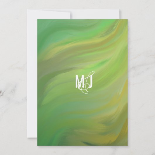 Marble Bold Green Forest Typography Wedding Kaart (Achterkant)