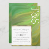 Marble Bold Green Forest Typography Wedding Kaart (Voorkant / Achterkant)