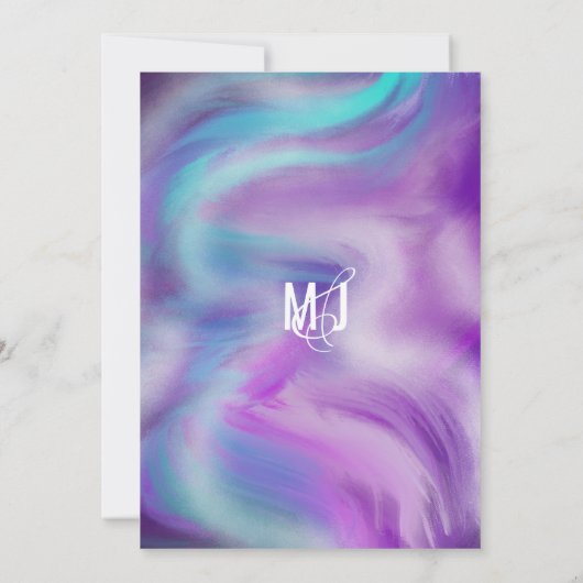 Marble Bold Mint Paars Blue Typography Wedding Kaart (Achterkant)