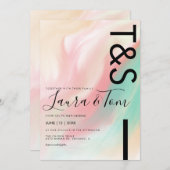 Marble Bold Pink Blauwgroen Peach Typography Weddi Kaart (Voorkant / Achterkant)