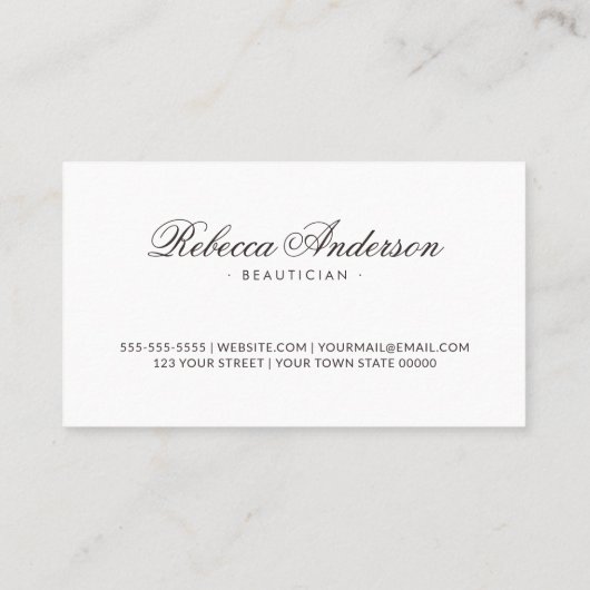 Marble border calligraphy script elegant black visitekaartje (Achterkant)