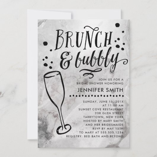 Marble Brunch en Bubble Bridal Shower Invitation Kaart (Voorkant)