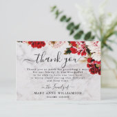 Marble Burgundy Blush Funeral Food Hartelijk dank Bedankkaart (Staand voorkant)