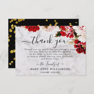 Marble Burgundy Blush Funeral Food Hartelijk dank Bedankkaart