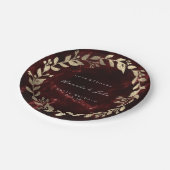 Marble Burgundy Gold Custom Floral Wreath Luxury Papieren Bordje (Gekanteld)