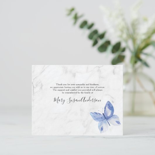 Marble Butterfly Funeral Memorial Bedankkaart (Staand voorkant)