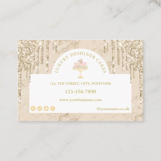 Marble Cake Bakery Chef Ivoor Blush Gold Visitekaartje (Achterkant)
