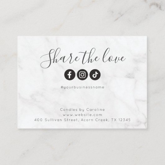Marble Candle Care Share the Love Insert Kaart Contactkaartje (Achterkant)