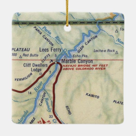 Marble Canyon AZ Map Keramisch Ornament (Achterkant)