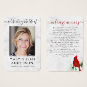 Marble Cardinaal Photo Memorial Prayer Kaart (Voorkant /achterkant)