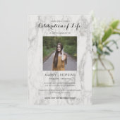 Marble Celebration of Life Invitation with Photo Kaart (Staand voorkant)
