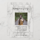 Marble Celebration of Life Invitation with Photo Kaart (Voorkant / Achterkant)