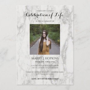 Marble Celebration of Life Invitation with Photo Kaart