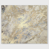 Marble Champaigne Gold Grey Blue Metal Stroke Cadeaupapier (Vlak)