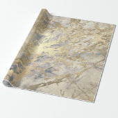 Marble Champaigne Gold Grey Blue Metal Stroke Cadeaupapier (Uitgerold)