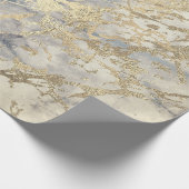 Marble Champaigne Gold Grey Blue Metal Stroke Cadeaupapier (Hoek)