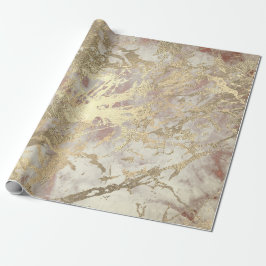 Marble Champaigne Gold Grey Roos Metal Stroke Cadeaupapier