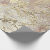 Marble Champaigne Gold Grey Roos Metal Stroke Cadeaupapier (Hoek)