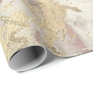 Marble Champaigne Gold Grey Roos Metal Stroke Cadeaupapier