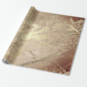 Marble Champaigne Gold Grey Roos Metal Strokes Cadeaupapier (Uitgerold)