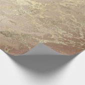 Marble Champaigne Gold Grey Roos Metal Strokes Cadeaupapier (Hoek)