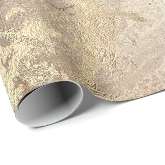 Marble Champaigne Gold Grey Roos Metal Strokes Cadeaupapier (Rol Hoek)