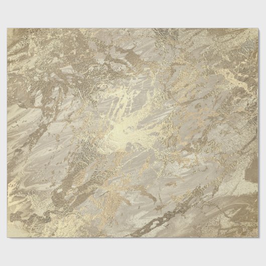 Marble Champaigne Gold Ivory Cream Metal Strokes Cadeaupapier (Vlak)