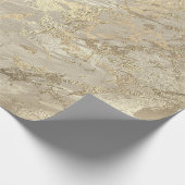 Marble Champaigne Gold Ivory Cream Metal Strokes Cadeaupapier (Hoek)