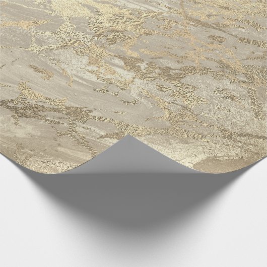 Marble Champaigne Gold Ivory Cream Metal Strokes Cadeaupapier (Hoek)
