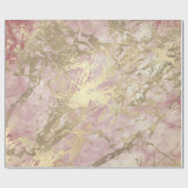 Marble Champaigne Gold Peony Pink Metal Strokes Cadeaupapier (Vlak)