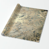 Marble Champaigne Gold Sepia Blue Metal Strokes Cadeaupapier (Uitgerold)