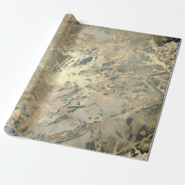 Marble Champaigne Gold Sepia Blue Metal Strokes Cadeaupapier