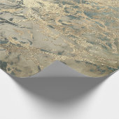 Marble Champaigne Gold Sepia Blue Metal Strokes Cadeaupapier (Hoek)