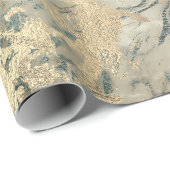 Marble Champaigne Gold Sepia Blue Metal Strokes Cadeaupapier (Rol Hoek)