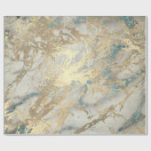 Marble Champaigne Gold Sepia Blue Metal Strokes Cadeaupapier (Vlak)