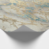 Marble Champaigne Gold Sepia Blue Metal Strokes Cadeaupapier (Hoek)