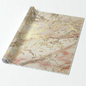 Marble Champaigne Gold Sepia Blush Metal Strokes Cadeaupapier (Uitgerold)