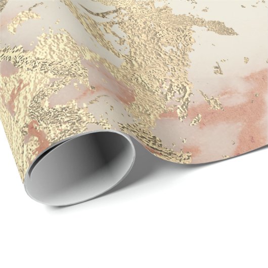 Marble Champaigne Gold Sepia Blush Metal Strokes Cadeaupapier (Rol Hoek)