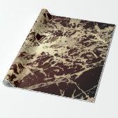 Marble Champaigne Gold Sepia Burguny Metal Strokes Cadeaupapier (Uitgerold)