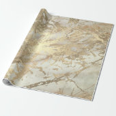Marble Champaigne Gold Sepia Cream Metal Strokes Cadeaupapier (Uitgerold)