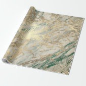 Marble Champaigne Gold Sepia Green Metal Strokes Cadeaupapier (Uitgerold)