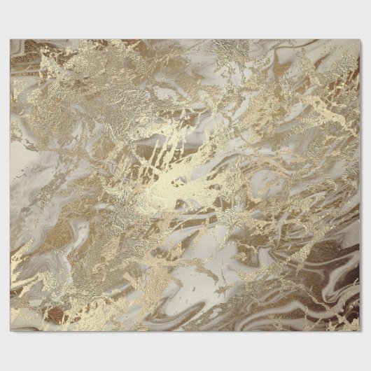 Marble Champaigne Gold Sepia Honey Metal Strokes Cadeaupapier (Vlak)